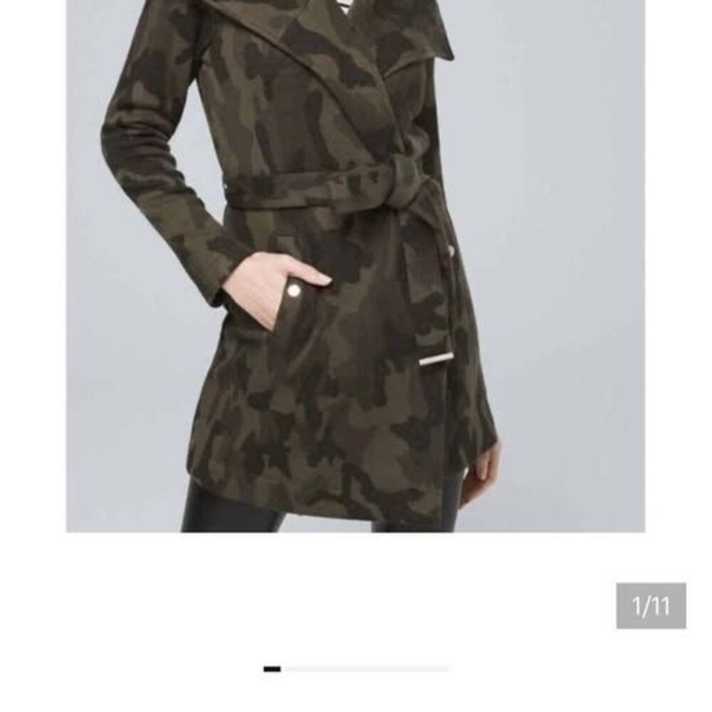 White House Black Market Camo Sweater Jacket with Tie Waist